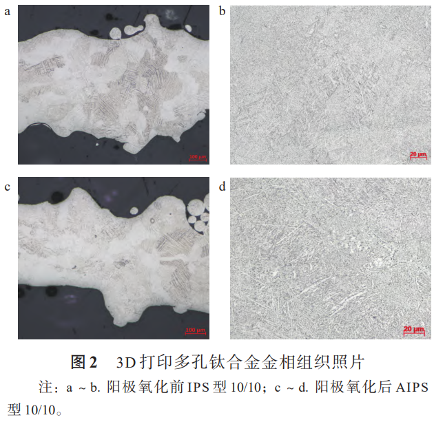 3D打印醫(yī)用多孔鈦合金陽極氧化修飾及其性能研究