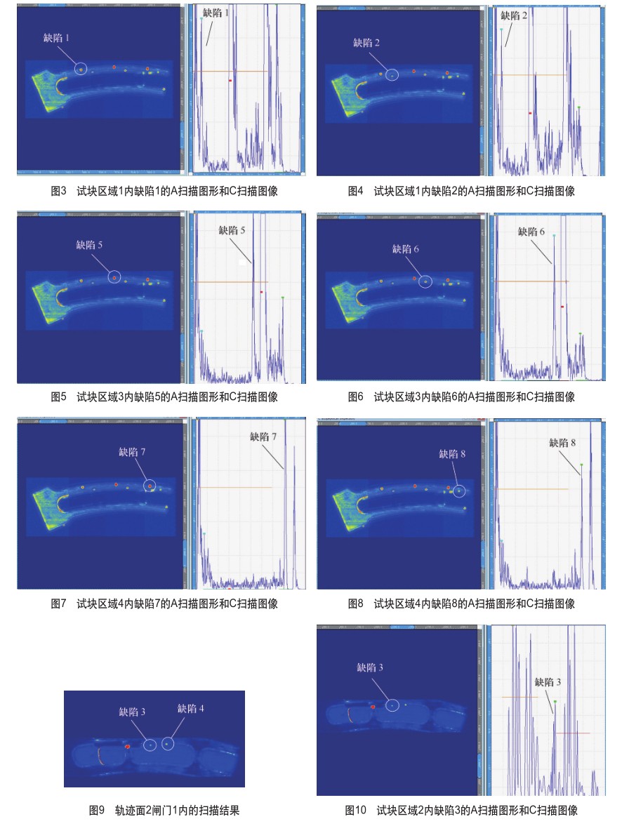 每個(gè)缺陷對(duì)應(yīng)的A掃描圖形和C掃描圖像結(jié)果